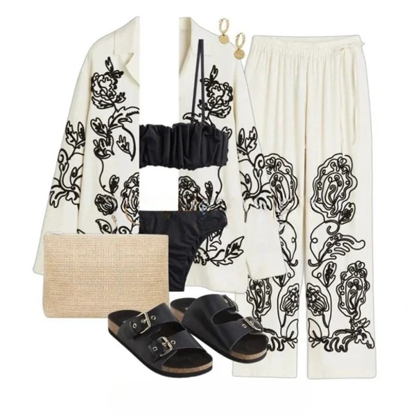 Embroidered Pull-on Trousers
