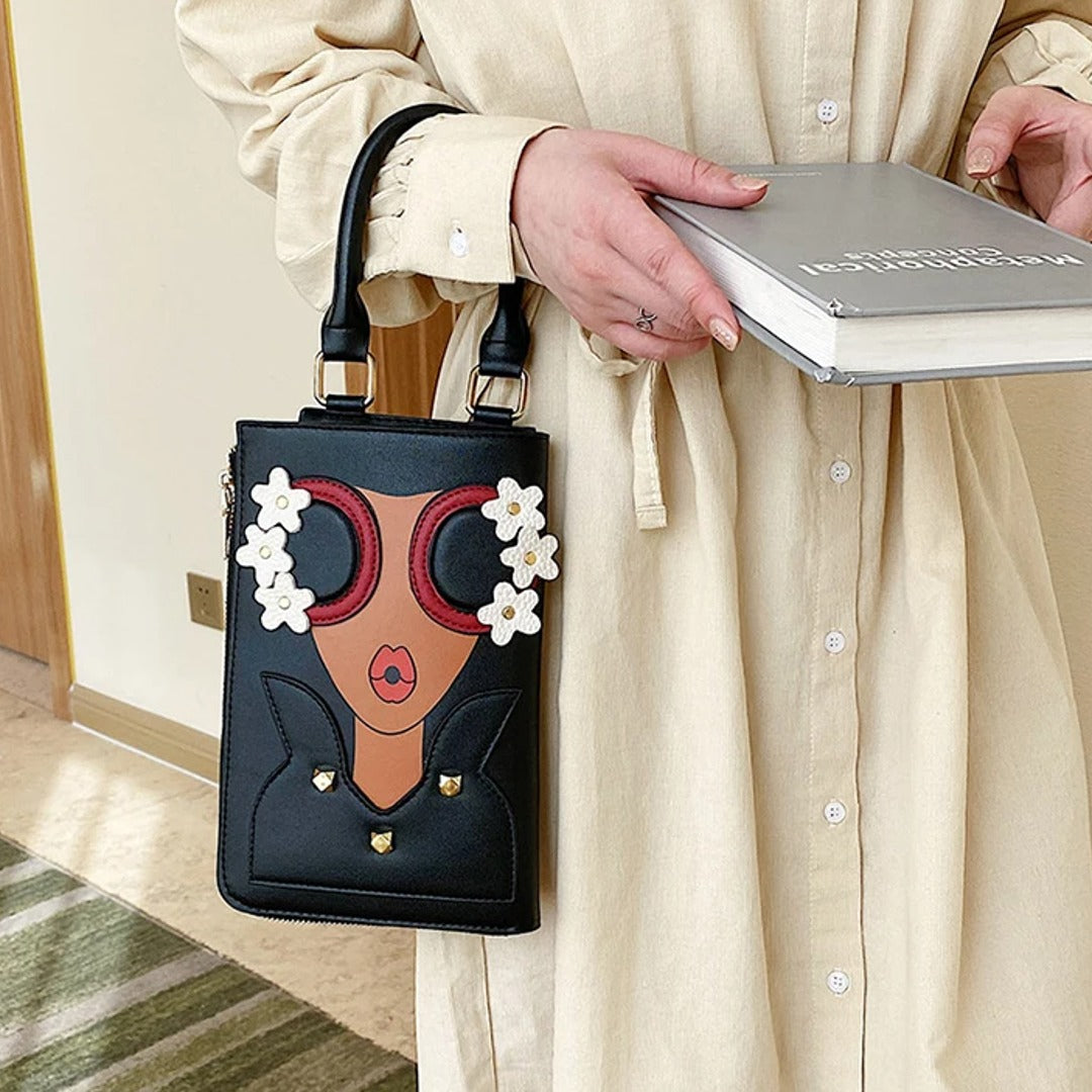 Women Novelty Lady Face Shoulder Bags