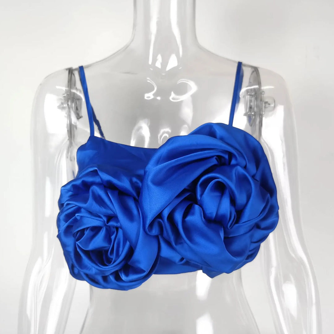 Rose 3D Design Fashion Crop Top