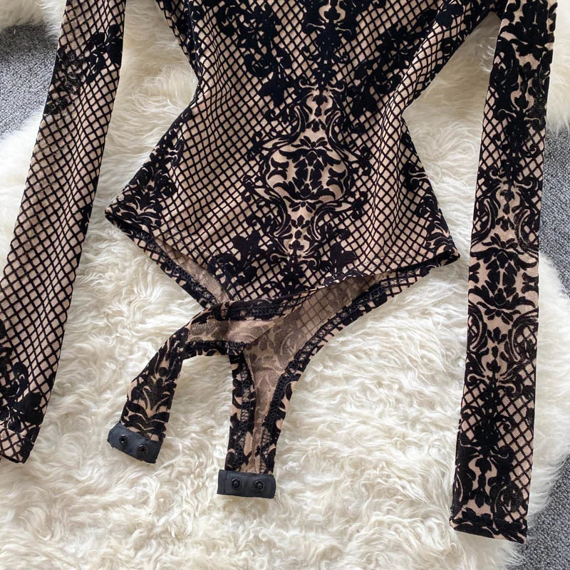 Lace Embrace Sheer Bodysuit