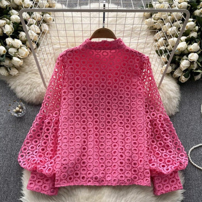 Floral Lace Delight Spring Puff Sleeve Top