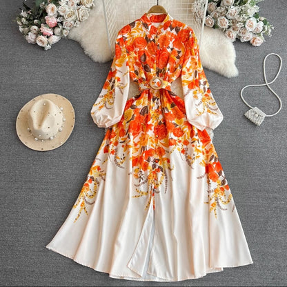 Floral Fantasy Printed Puff Sleeve Dress