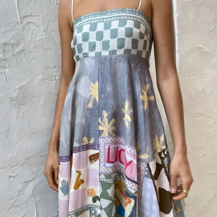 Parisian Poise Patchwork Maxi Dress