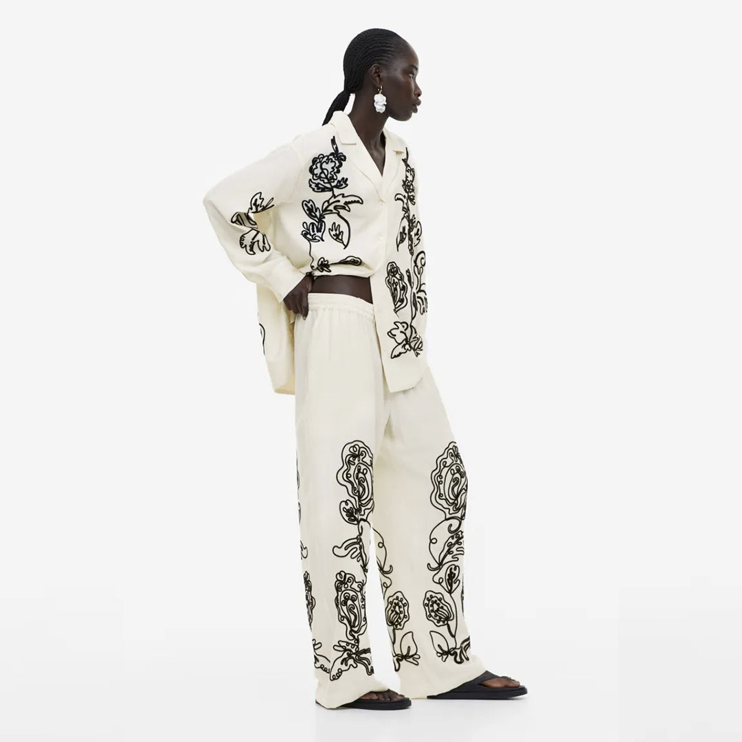 Embroidered Pull-on Trousers