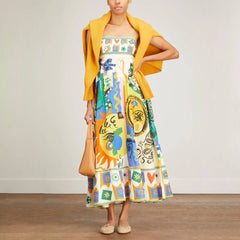 Bohemian Colorblock Square A-Line Dress