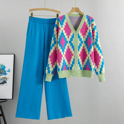 Chic Knit Sweater Cardigan Suit Set