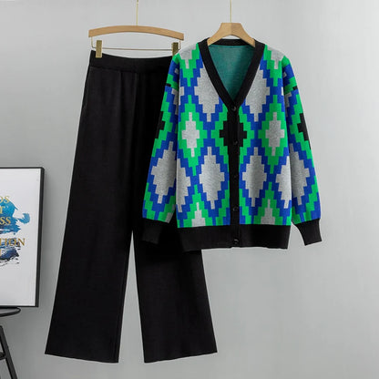 Chic Knit Sweater Cardigan Suit Set