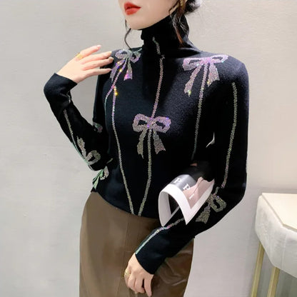 Crystal Elegance Knit Bow Top