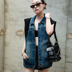 Fluffed Shoulder Denim Shirt