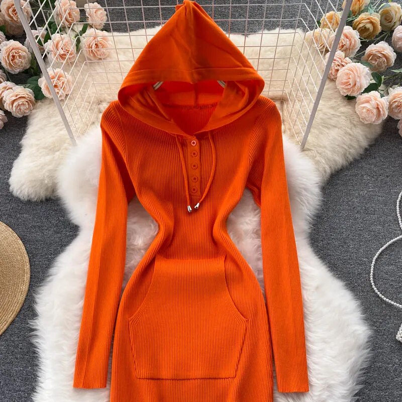 Hooded Glide Knit Dress – Out Clothing