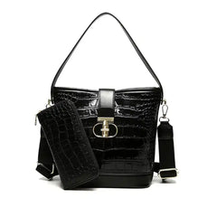 French Texture And Chic Crocodile Pattern Bucket Satchel