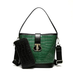 French Texture And Chic Crocodile Pattern Bucket Satchel