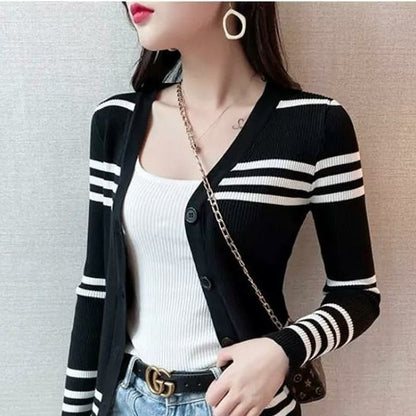 Ivy Striped Knitted Cardigan