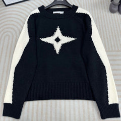 Star Diamond Embellished Contrast Knitted Top