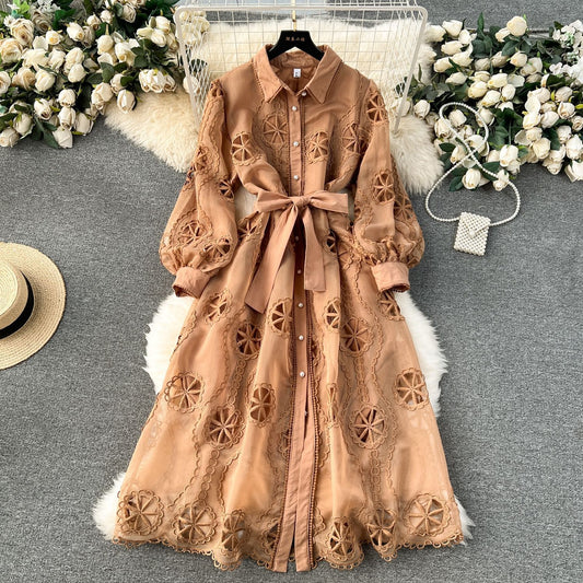Embroidered Hollow Flower Dress