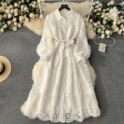 Embroidered Hollow Flower Dress