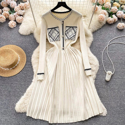 Autumn and Winter Long Overcoat Knitted Sweater Dress