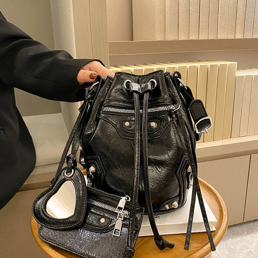 Rivet-Infused Bucket Designer Crossbody Bag for Women
