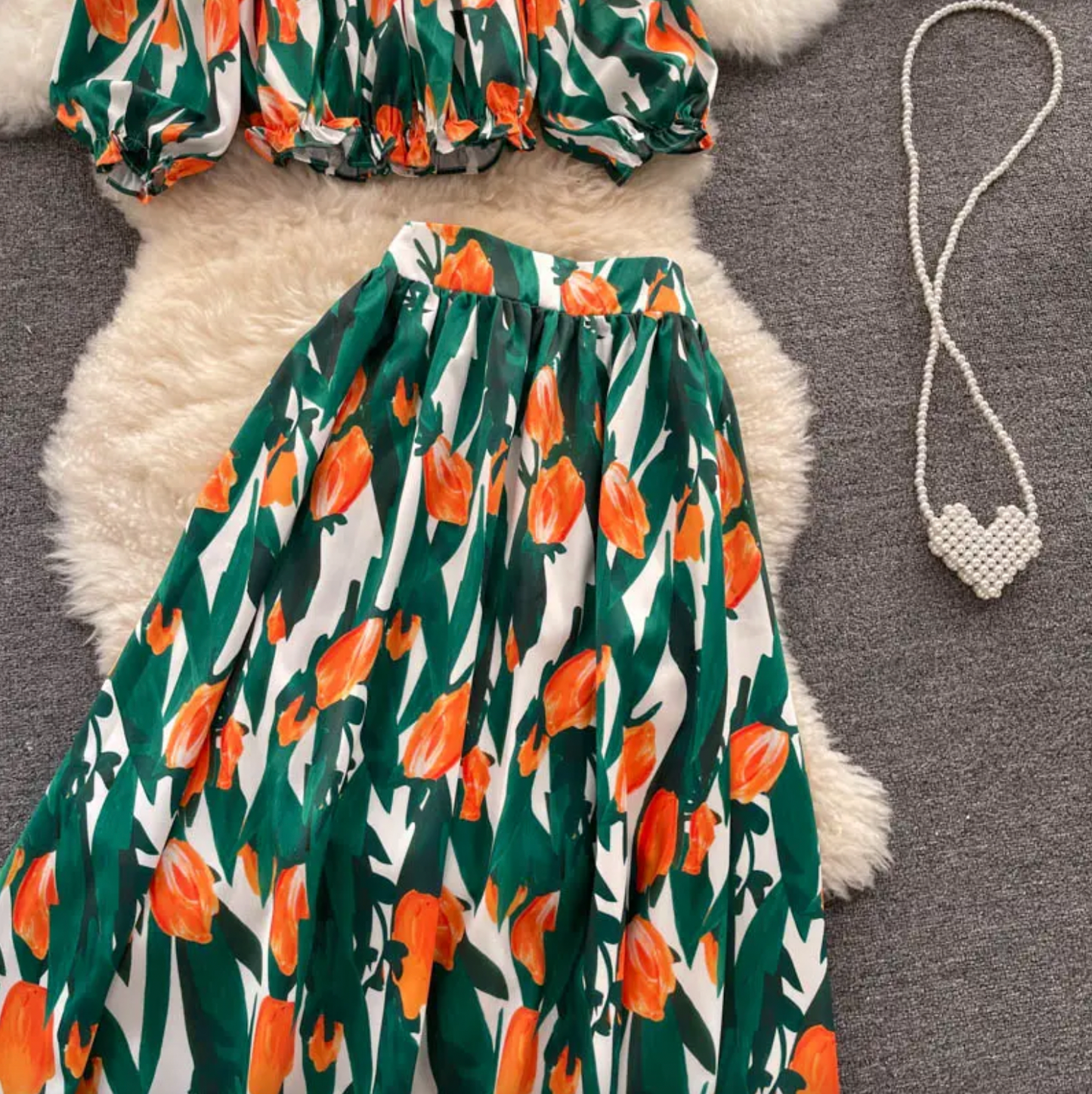 Holiday Style Printed Flower Co-ord Set