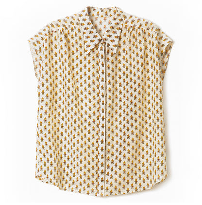 Elegant Summer Print Turn-down Collar Shirt