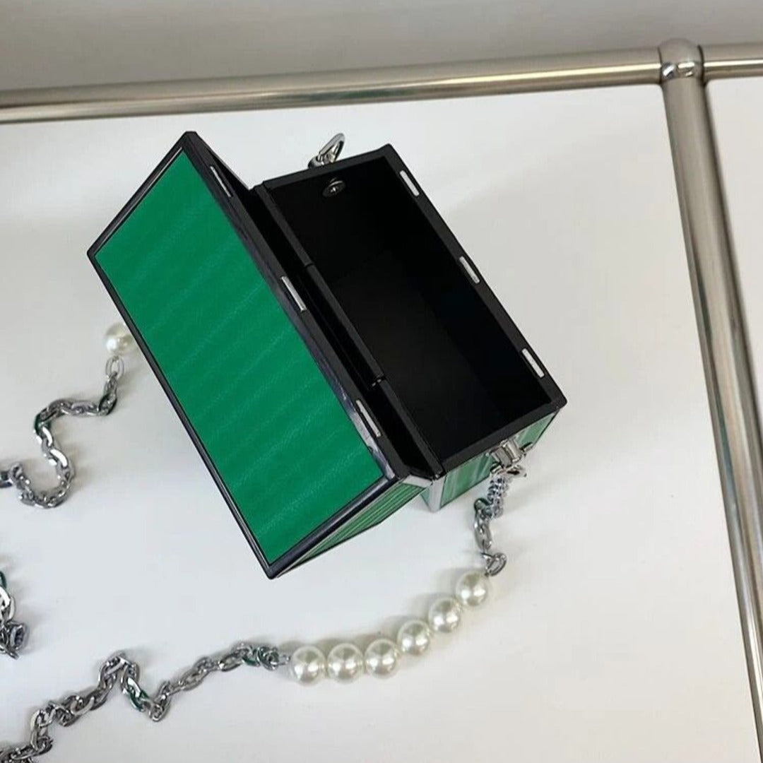 New Mini Figure Graphic Faux Pearl Decor Box Bag