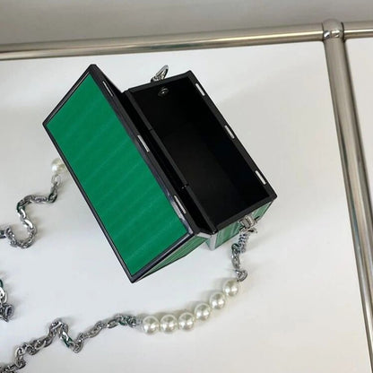 New Mini Figure Graphic Faux Pearl Decor Box Bag