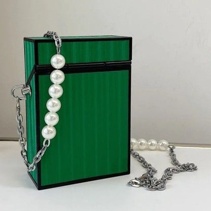 New Mini Figure Graphic Faux Pearl Decor Box Bag