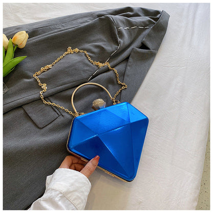 Elegant Diamond Shape Lock Chain Handbag