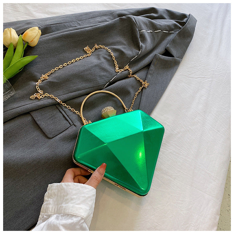 Elegant Diamond Shape Lock Chain Handbag